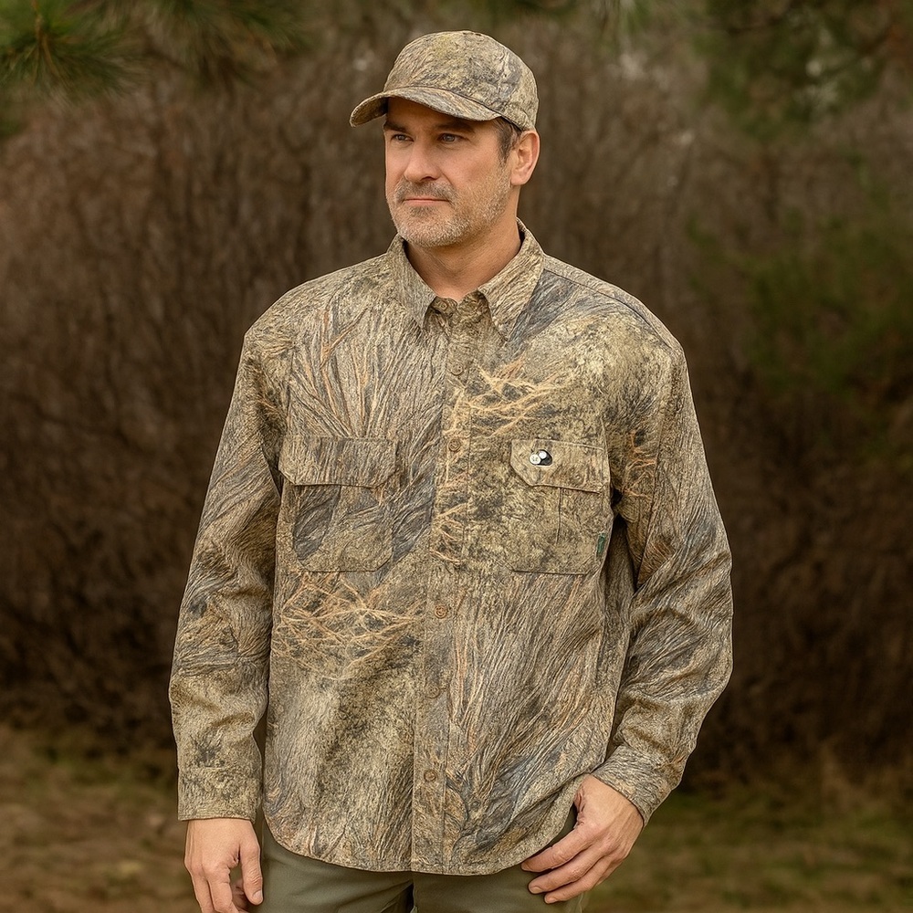Mossy Oak Camouflage Canvas Long Sleeve Buttonup Outdoors Camping Hunting 2XL